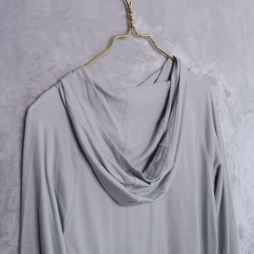 WOOL& WOOLAND Gray Trek Tunic Hoodie Size L Merino Wool Blend Outdoor Relaxed - Picture 6 of 8